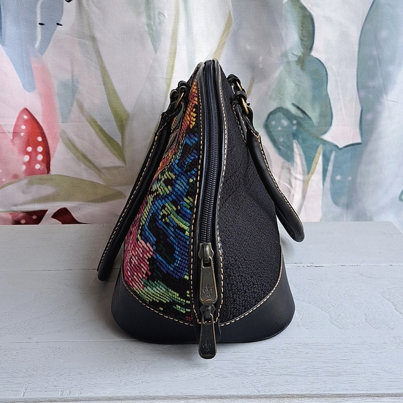 Large Antigua Pro Cuero Multicolor Tapestry Leather Handbag from Guatemala - Picture 4 of 11